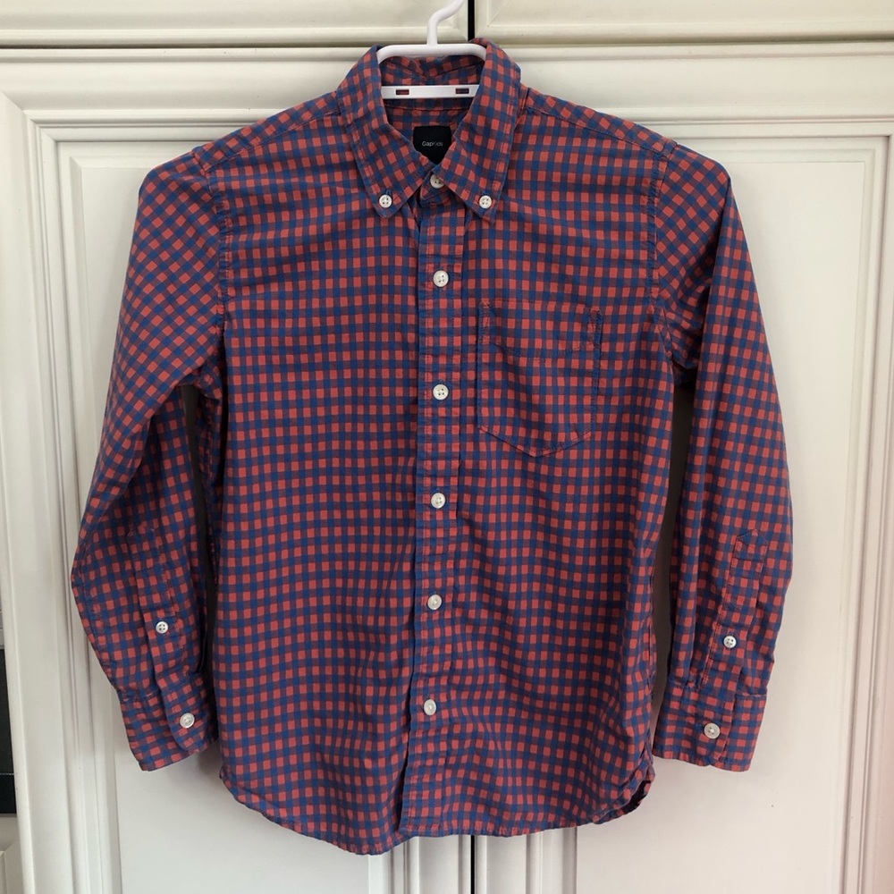GAP youth boys checkered dress shirt